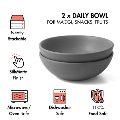 Pebble Grey Daily Bowl - Set of 2