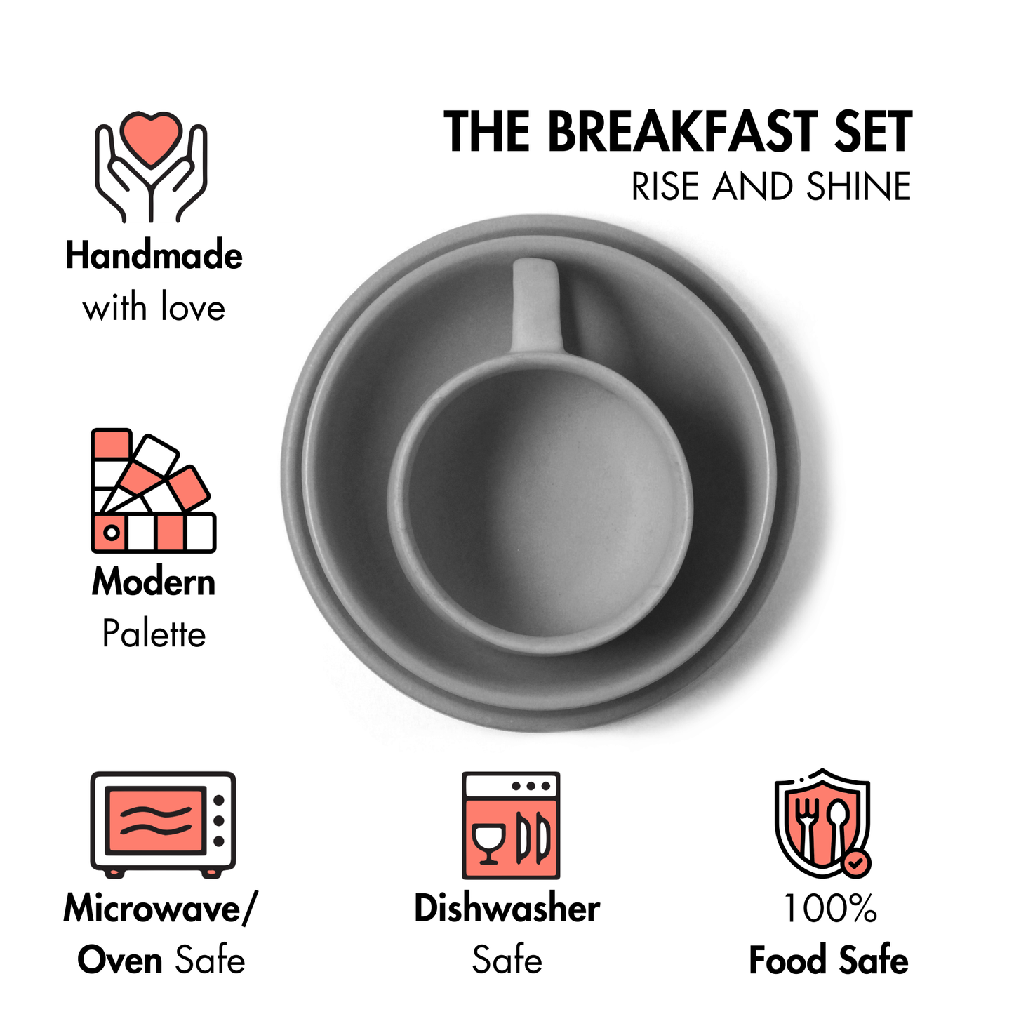 Pebble Grey Breakfast Set