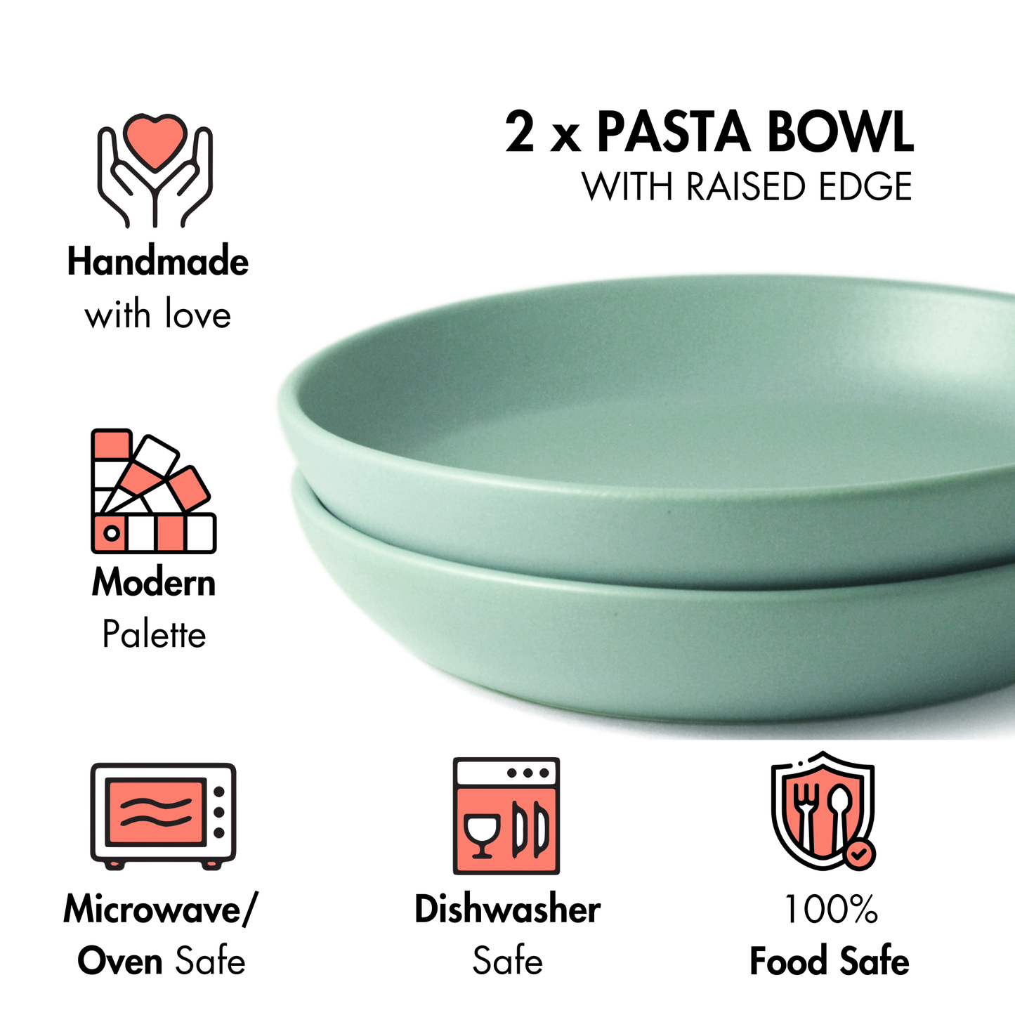 Almost Blue Pasta Bowl - Set of 2