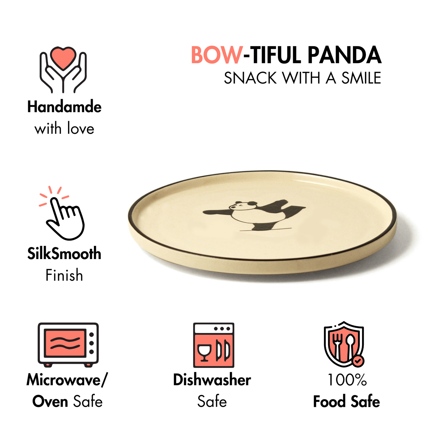 Panda Yoga Snack Plate - "BowTiful"