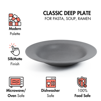 Pebble Grey Classic Pasta Plate - Set of 2