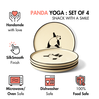 Panda Yoga Snack Plate - Set of 4