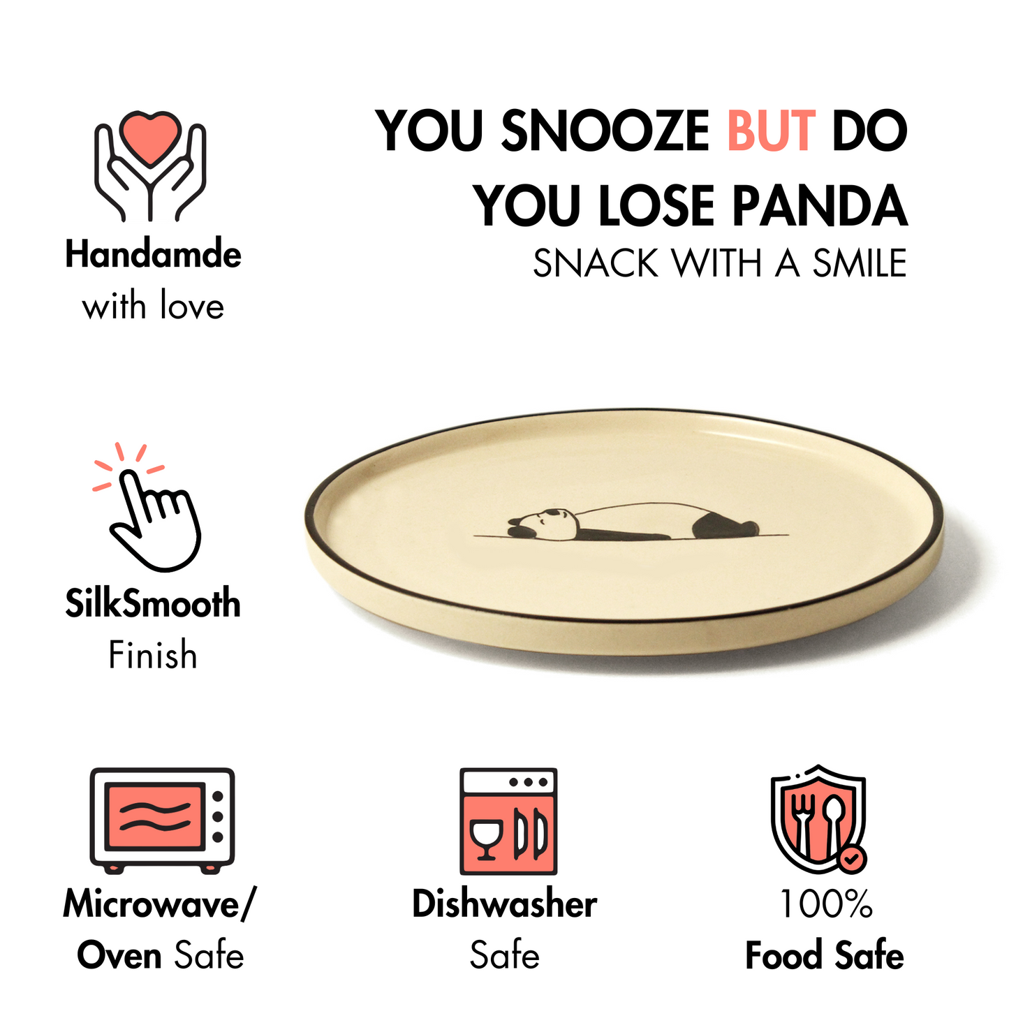 Panda Yoga Snack Plate - "You Snooze But Do You Lose"