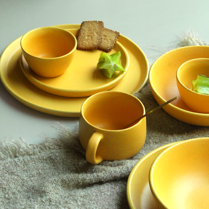 koralkari, yellow ceramic mug, set of 2, tableware