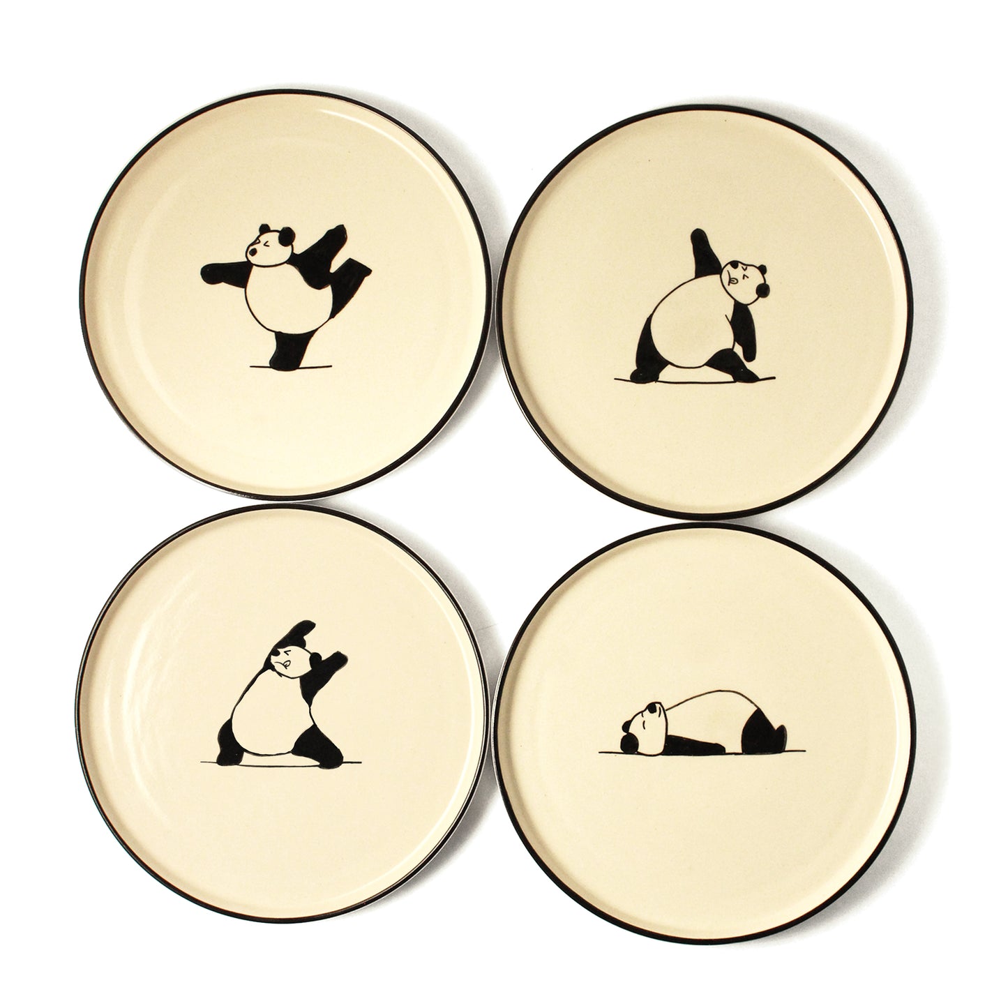 Panda Yoga Snack Plate - Set of 4